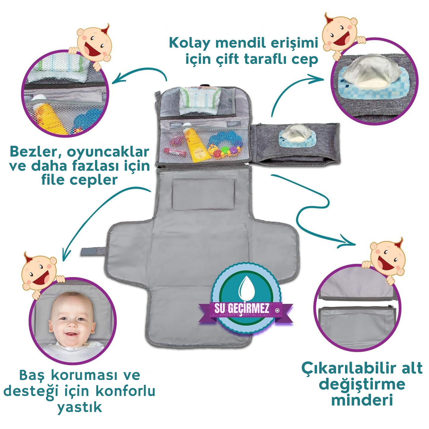 Taşınabilir Bebek Alt Değiştirme Minderi